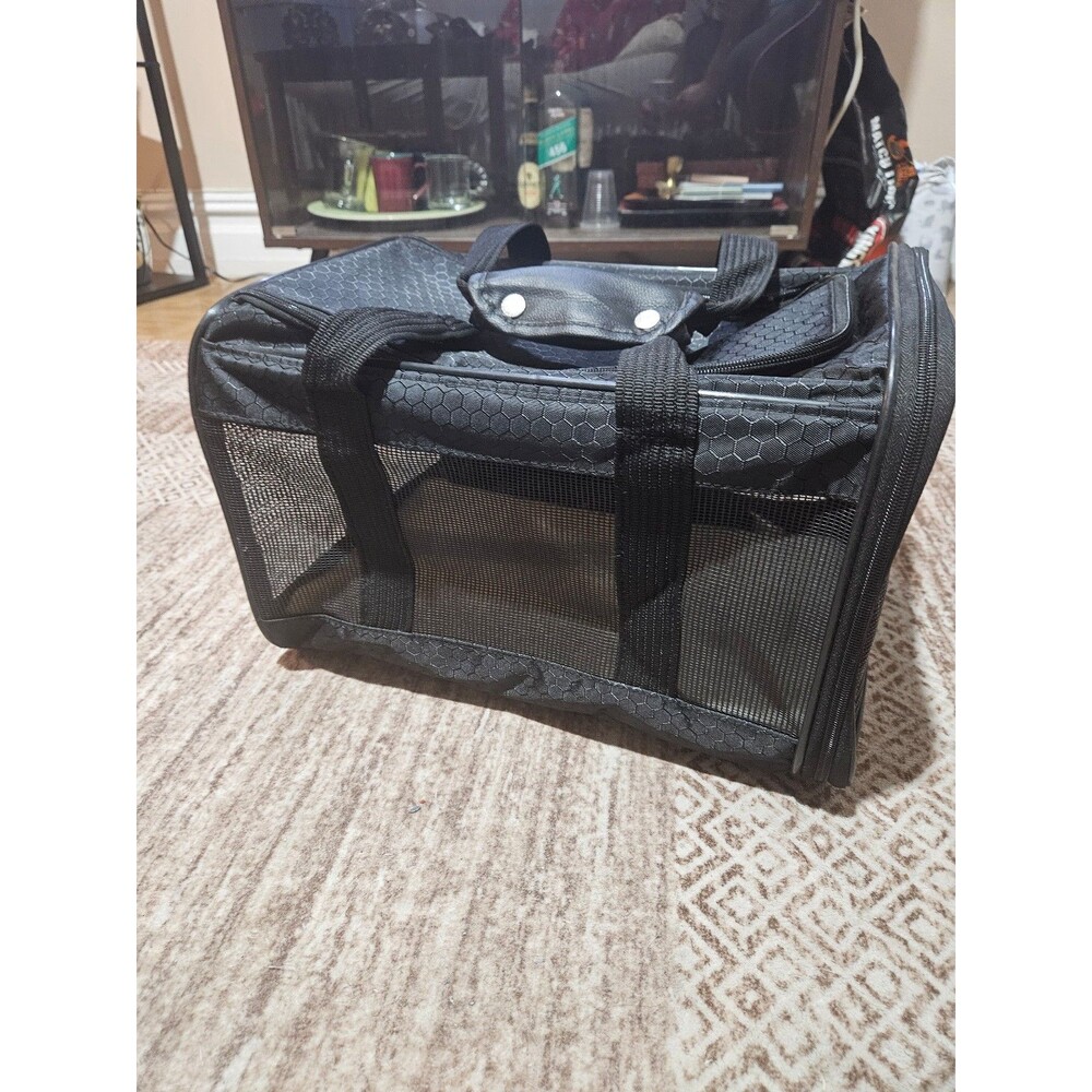 Sherpa Park Tote Travel Pet Carrier Medium Polyester Black Comfortable Durable